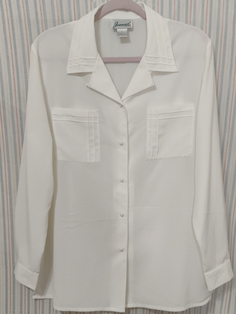 Joanna White Blouse With Detailed Collar And Front Chest Pockets L